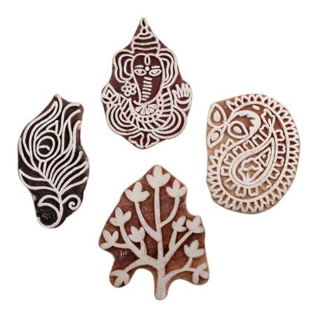 Set of 4 Piece New Mix Wooden Printing Block